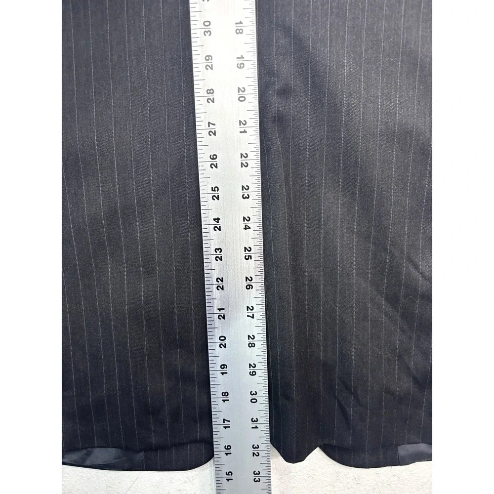 vtg Y2K Jones New York 38L 34x32 Charcoal Striped 2pc Pant‎ Suit Wool Pleated